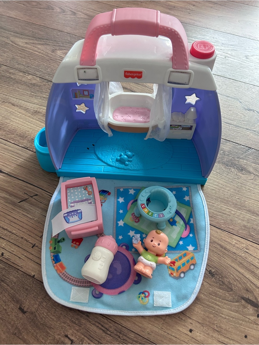 Fisher-Price Pink, Purple & Blue Portable Baby Doll Playset